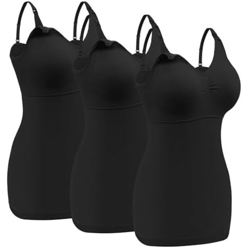 Angelhood Maternity Nursing Tank Tops for Breastfeeding,Womens Nursing Maternity Cami Built in Bra Sleep Bra