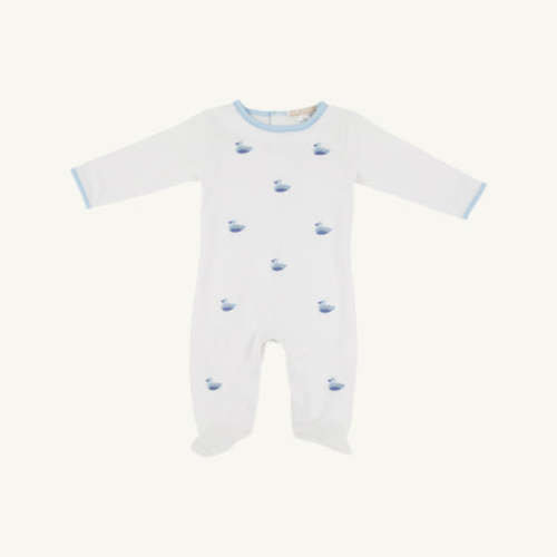 Rock Me Romper - Worth Avenue White with Duck Embroidery