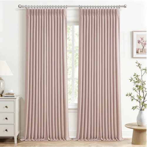 Blush Pink Blackout High Ceiling Curtains 102 Inches Long