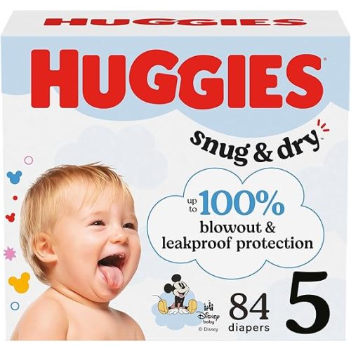 Huggies Size 5 Diapers, Snug & Dry Baby Diapers, Size 5 (27+ lbs), 84 Count, Packaging May Vary