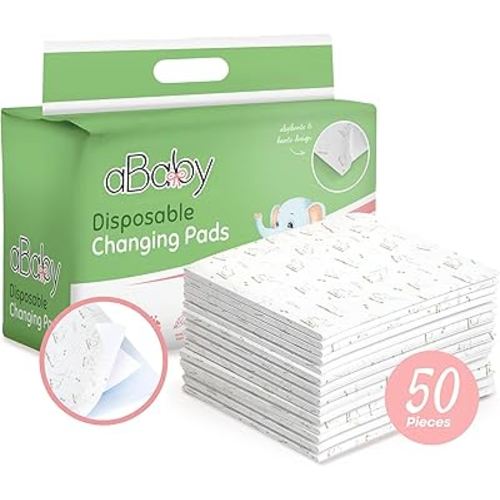 Ababy Disposable Changing Pads for Baby (50 Pack) Super Soft and Ultra Absorbent Baby Changing Pad - Leak Proof Diaper Changing Pads for Stress-Free Baby Diaper Changes