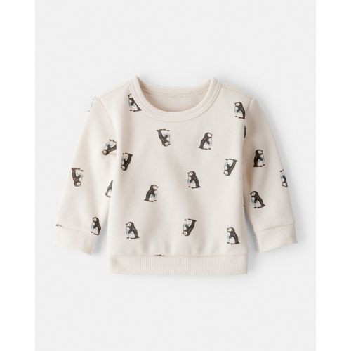 Baby Boy DayDream Fleece Penguin Print Sweatshirt - Cream | Carter's