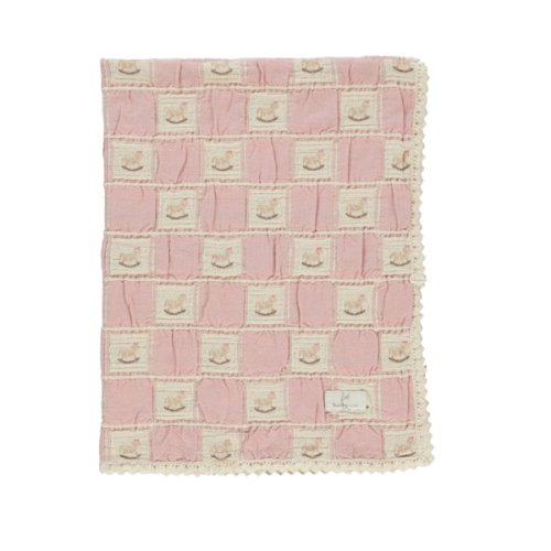 Blush Rocking Horse Patchwork Blanket – Cozy Baby Blanket