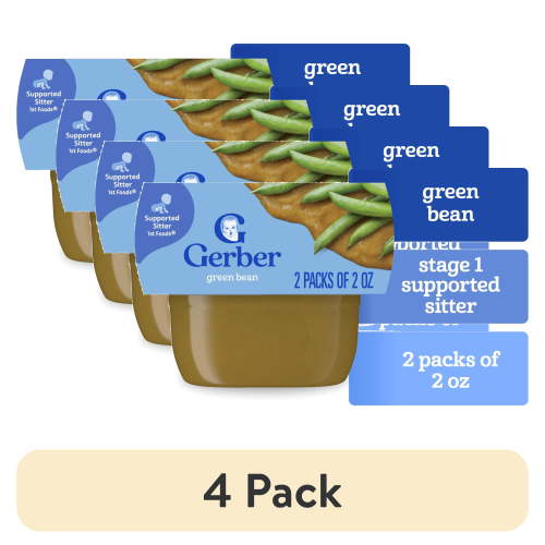 (4 pack) Gerber Stage 1 Baby Food, Green Bean, 2 oz Tubs (2 Pack)