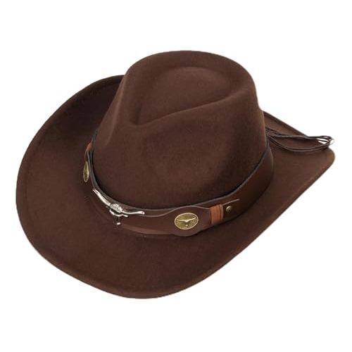 Vikodah Kids Wide Brim Western Cowboy Cowgirl Hat - Boys Girls Felt Fedora Hats for 2-6 Years