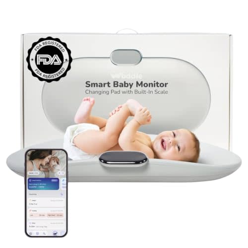Woddle Multifunctional Smart Baby Changing Pad with Medical Grade Scale for Critical Weight Monitoring + AI App, Noise Machine, Warmer, Night Light, Touchscreen Tracker, All-in-One