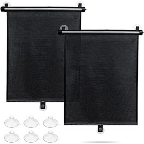 Sfee Car Window Shade for Side Windows, 2 Pack Sun Shade Retractable for Car Blocks Heat and UV Rays Glare Protection Roller Sunshade Visor for Baby, Kids, Pets, Passengers