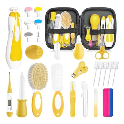 Baby Healthcare and Grooming Kit for Newborn Kids, 31PCS Upgraded Safety Baby Care Kit, Newborn Nursery Health Care Set, Baby Care Products (Yellow)