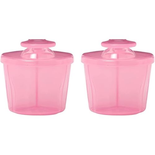 Dr. Brown's Baby Formula Dispenser with Snap-On Lid for On-The-Go Feedings,Milk Powder Dispenser for Traveling with Infant,Pink Pack of 2