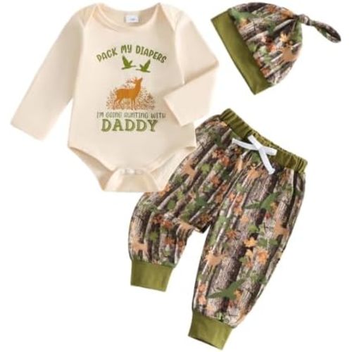 Newborn Baby Boy Outfits Deer Romper Pants Hunting Clothes Fall Winter