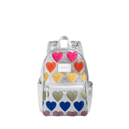 STATE Bags | Kane Mini Backpack Metallic Fuzzy Hearts | Back to School Backpack | Travel Backpack