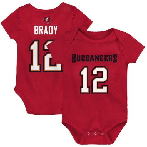 Infant Tampa Bay Buccaneers Tom Brady Red Mainliner Player Name & Number Bodysuit