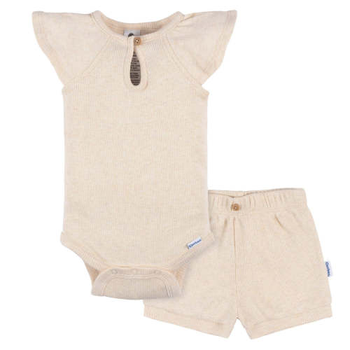 2-Piece Baby Girls Light Oatmeal Heather Bodysuit and Shorts Set – Gerber Childrenswear