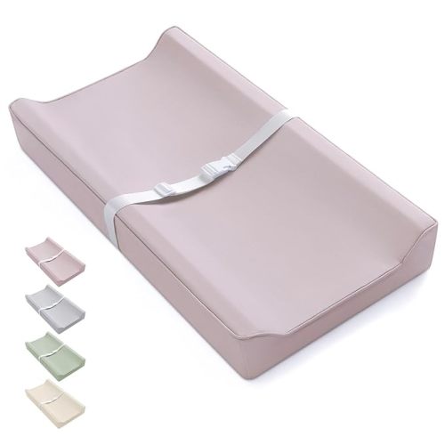 Blissful Diary Vegan Leather Baby Changing Pad with Waterproof & Wipe-Clean PU Cover, Standard Size Cozy Diaper Changing Pad for Dresser and Table, Taupe