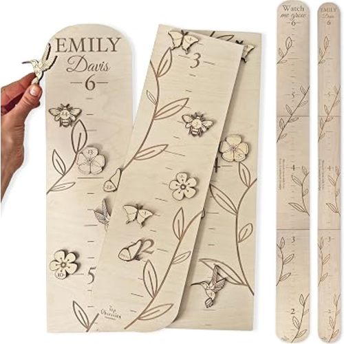 Personalized Wooden Growth Chart for Wall Custom Name, Woodland Theme