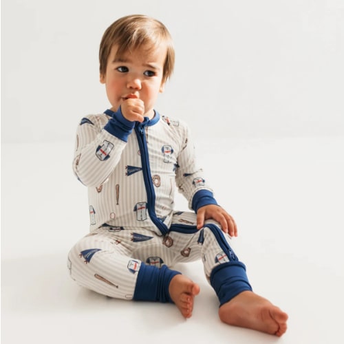 Blue Baseball Zipper Romper – In My Jammers