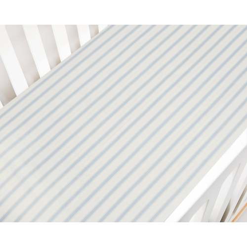 Gooselings Seaside Stripes Crib Sheet - Ocean – Namesake