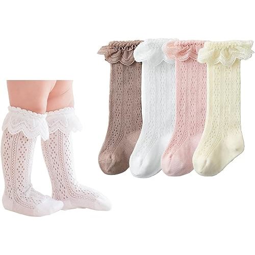 CHUNG Toddler Baby Girls Knee Hight Stocking Cotton Socks 0-7Years Solid Color Bowknot Thin Spring Summer