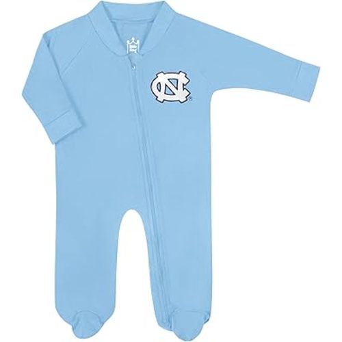 Little King NCAA Long Sleeve Full Zip Footed Romper With Embroidered Team Logo-Sizes 0-3M 3-6M 6-9M