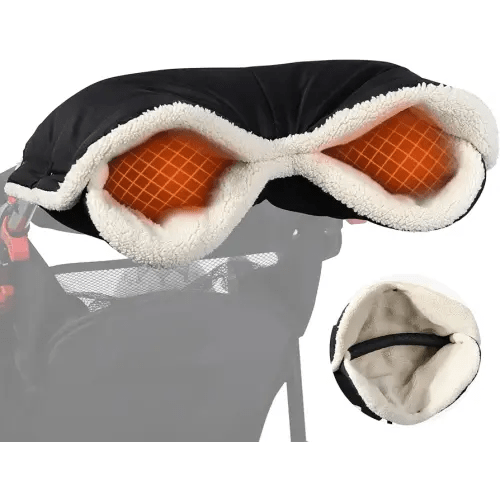 Orzbow Winter Stroller Gloves, Waterproof Stroller Mittens for Cold Weather with Berber Fleece, Universal Anti-freeze Hand Muffs Easily Attaches to Stroller, Parents and Caregivers, Cozy & Warm, Black