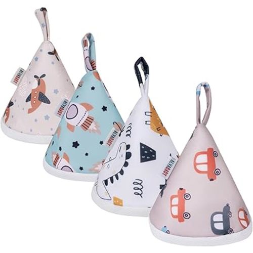 ALVABABY 4 Pcs Baby Boy Pee Covers, 3.5 * 4 In,Strong Water Absorption Pee Shield for Newborn Boy, 4-Layer Reusable Pee Cap, Diaper Changing Accessory for Baby Gift