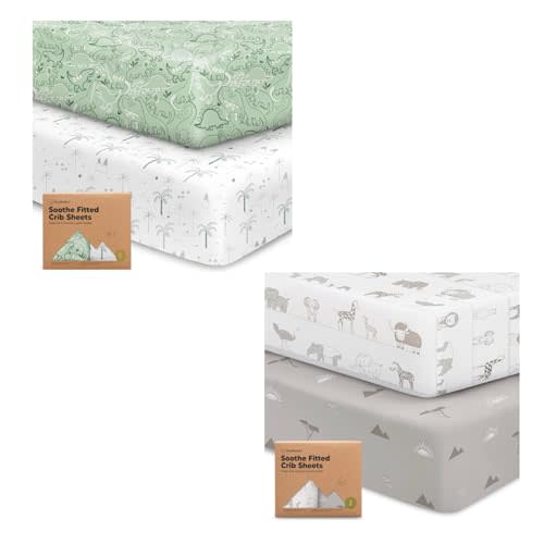 KeaBabies 2-Pack Crib Sheets for Boys, Girls and Jersey Fitted Crib Sheet - Baby Crib Sheets Neutral, Crib Mattress Sheet, Cotton Crib Sheets, Soft Baby Sheets for Crib
