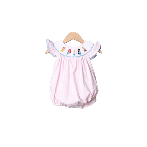 Smocked Princess Pink Gingham Bishop Bubble
