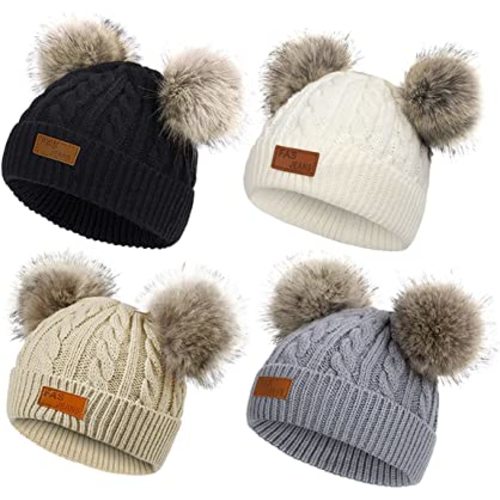 Century Star Baby Girl Hats Winter Cute Baby Beanie for Girls Boys Knit Baby Hats Warm Infant Toddler Beanie Pom Pom Cap