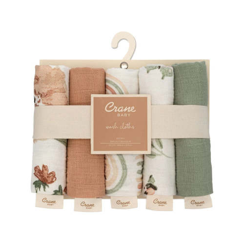 Crane Baby 5-pc. Cotton Baby Washcloth Set – Bambi Baby