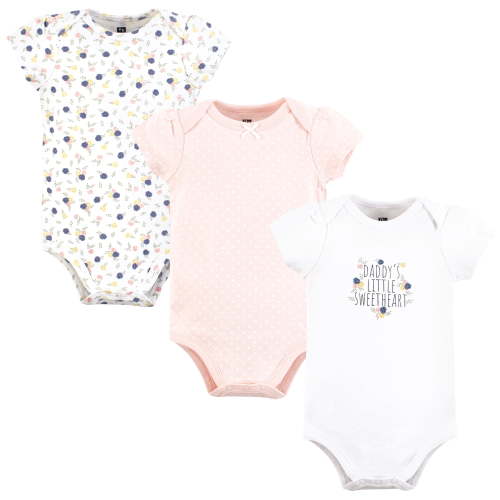 Hudson Baby Infant Girl Cotton Bodysuits, Daddys Sweetheart, Newborn