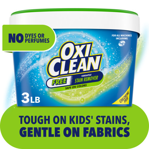 OxiClean Free Versatile Home and Laundry Stain Remover Powder, No Dyes or Perfumes, 3 lb