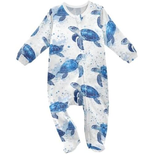 Cute Dog Fox Baby One-Piece Footies Long Sleeve Rompers Pajamas Zip Front Pjs for Boys Girls kids 3M