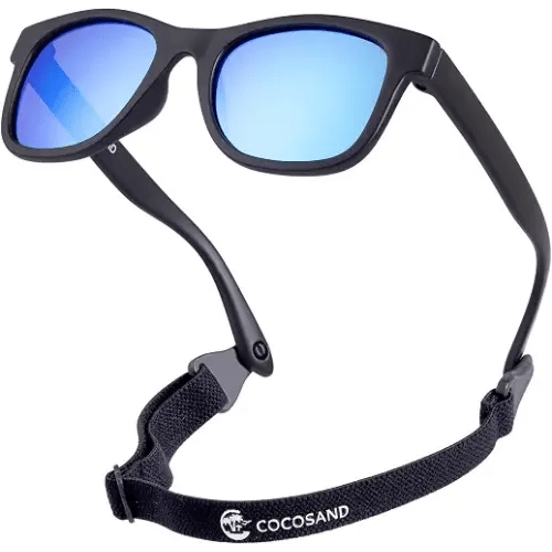 COCOSAND Flexible Polarized Baby Sunglasses with Strap | UV Protection, Bendable, For Toddler Infant Newborn Girl Boy, Age 0-24 Months
