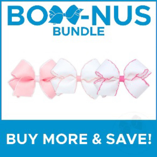 BUY MORE AND SAVE! 3 Medium Grosgrain Hair Bows with Moonstitch Edges - ASSORTED | Wee Ones Hair Bows & Accessories