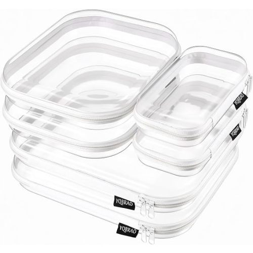 Clear Hard Shell Zipper Cases, Diaper Bag Organizer Pouches, White