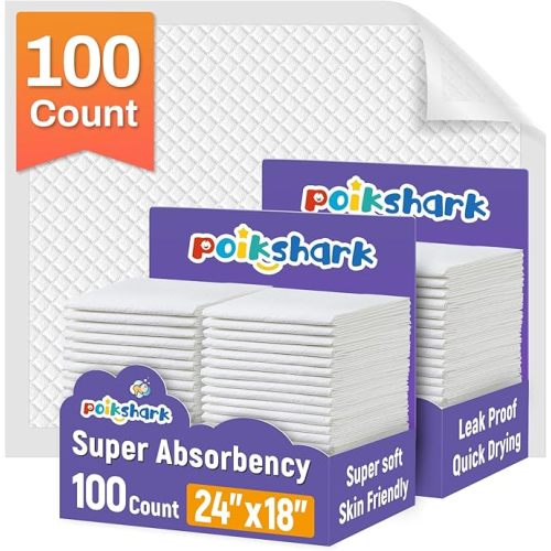 100 Pack Disposable Diaper Changing Pads for Baby Leakproof & Super Absorbency Disposable Underpads Large Toddler Pads Absorbent Fluff Protective Table Pads, Pee Pads for Babies, Kids 18" x 13"