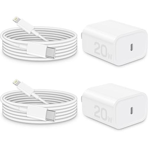 iPhone Charger Fast Charging, MFi Certified, 20W USB C Block with 6Ft Lightning Cable for iPhone 14/13/12/11/Xs/8, iPad and More [2 Pack]