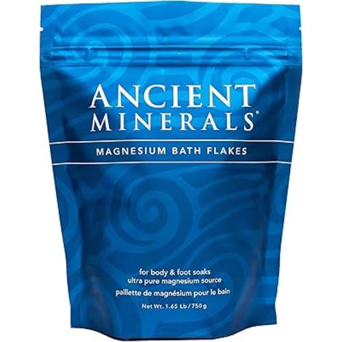 Ancient Minerals Magnesium Bath Flakes of Pure Genuine Zechstein Chloride - Resealable Magnesium Supplement Bag That Will Outperform Leading Epsom Salts 1.65 lbs