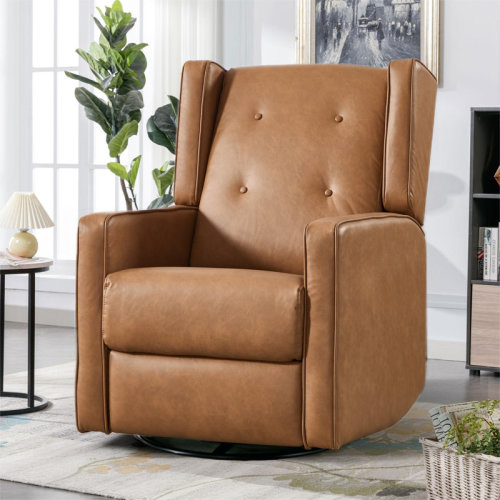 Wykoff 29.1'' Wide Modern Upholstered Manual Swivel and Rocker Standard Recliner with Wing Back | Wayfair