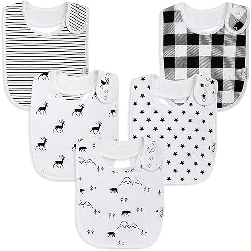 Drool Bibs for Babies – Organic, Unisex, Soft Absorbent Teething Bibs with Adjustable Snaps