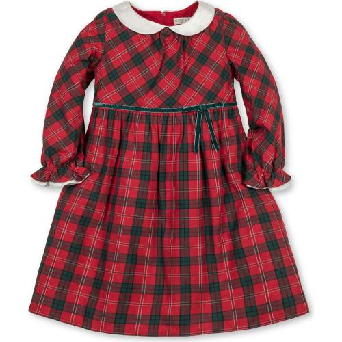 Organic Peter Pan Collar Dress with Ruffle Cuffs, Red