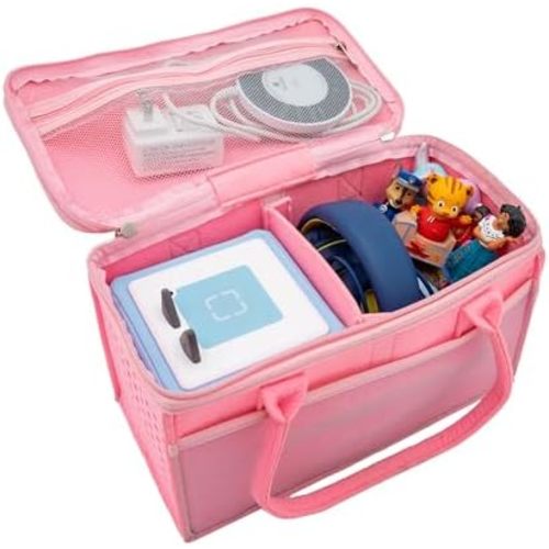 Lightweight Carrying Case for Toniebox Starter Kit – Pink | Travel Organizer with Mesh Pockets & Zipper Lid for Tonies Characters