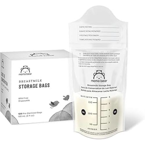 Amazon Brand - Mama Bear Breastmilk Storage Bags, 100 Count