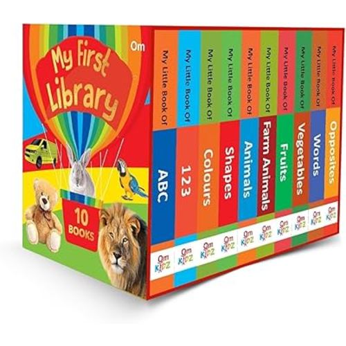 My First Library: Boxset of 10 Board Books for Kids | Early Learning ABC, Numbers, Colors, Shapes & Animals & More