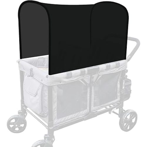 Stretchy Panoramic Canopy Compatible with Wonderfold Stroller Wagons W2/W4 All Model,UPF50+ Fabric Sun Shade and Protection for Riders(Black)