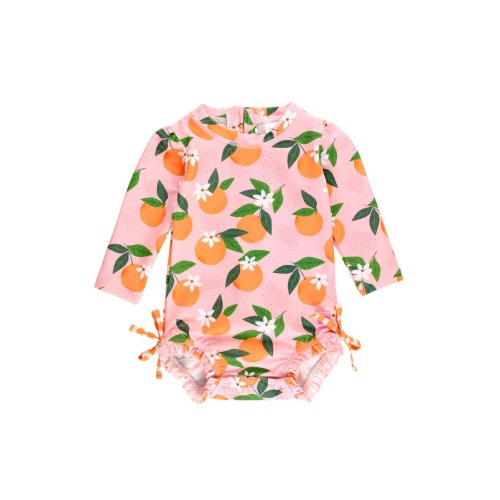 Baby Girls Long Sleeve UPF50+ One Piece Rash Guard, 0-3M