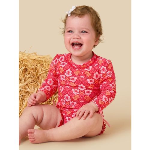 Floral Long Sleeve One Piece Rash Guard