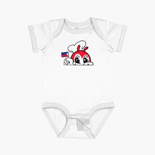JOLLIBEE PEEKING PHILIPPPINE FLAG FILIPINO 2 Short Sleeve Baby One-Piece