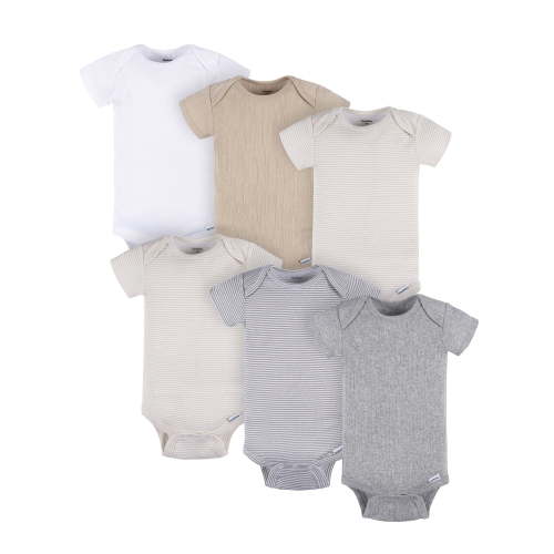 Gerber Baby Neutral 6-Pack Short Sleeve Bodysuits, 3-6 months