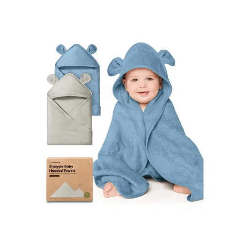 KeaBabies Snuggle Baby Hooded Bath Towels (2 Pack)